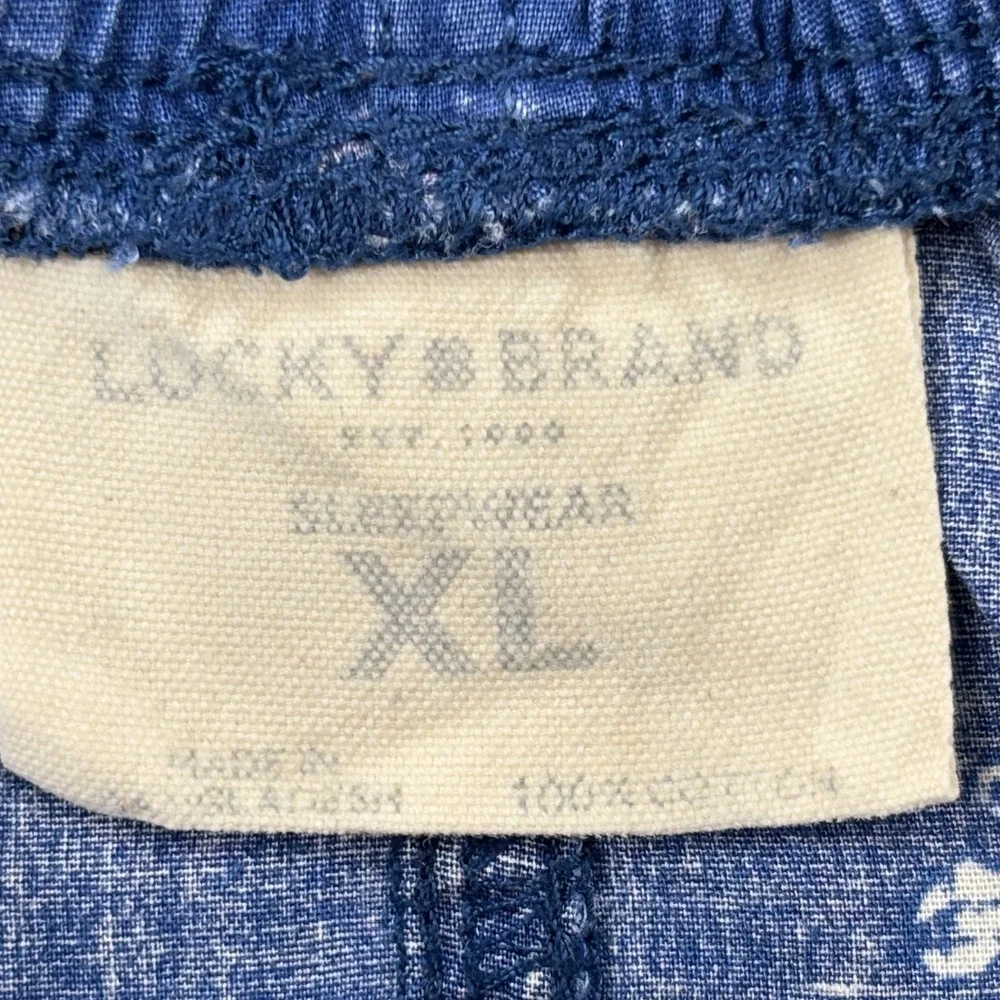 Lucky Brand Pajama Pants Mens XL Blue Skull Crossed Wrenches Clover Lounge